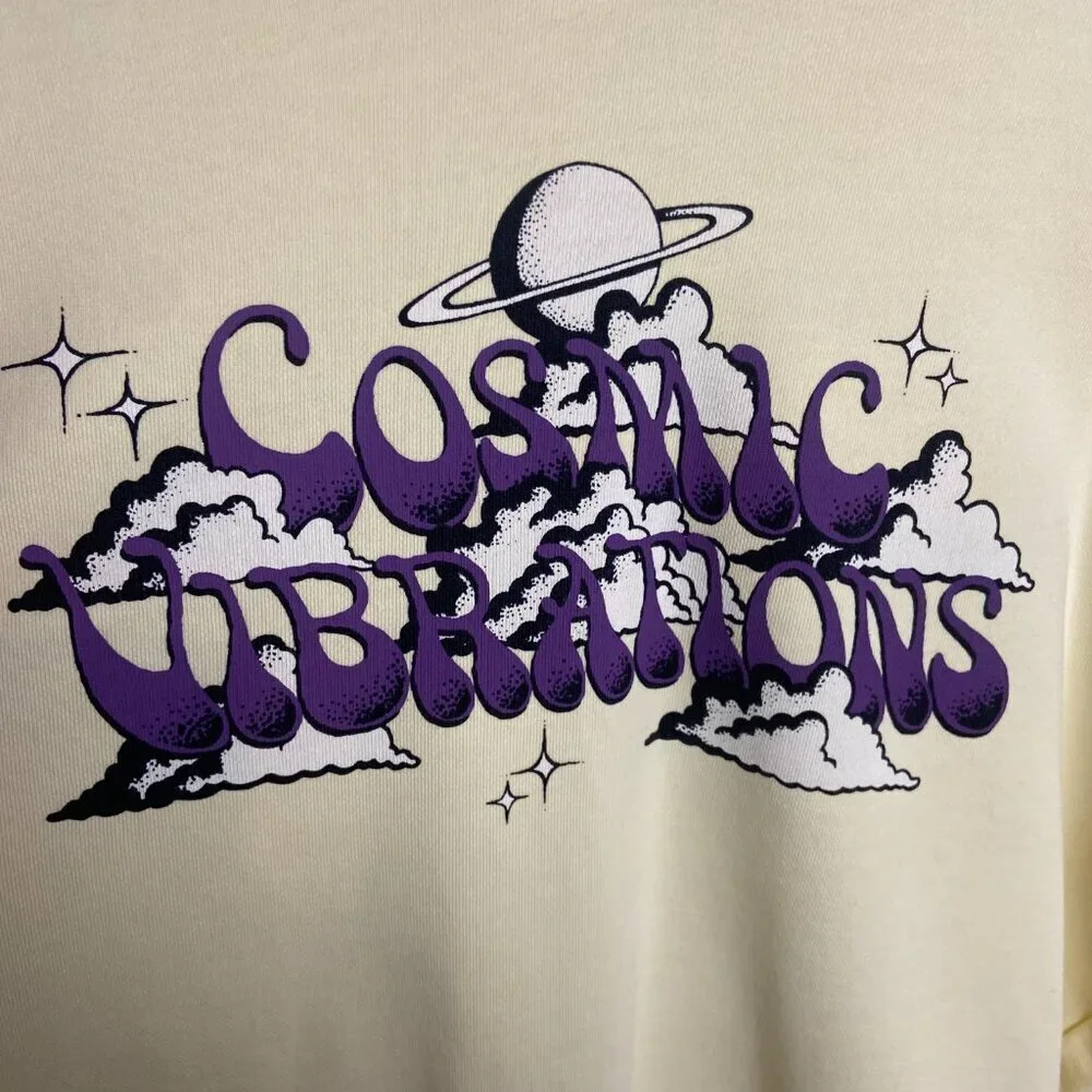 Quicksilver Size Small Cosmic Vibrations Boxy Crewneck Sweatshirt Butter Yellow - Picture 3 of 6